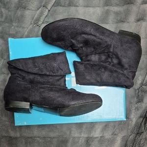 Women's Black Micro Suede Ankle Boots Size 38 New in Box
